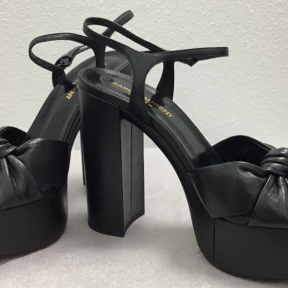 Saint Laurent Black Bianca Knotted Platform Sandal - Picture 11 of 13